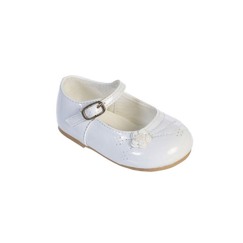 Girls White Flower Applique Patent Leather Mary Jane Dress Shoes 1-4 Baby - SophiasStyle.com