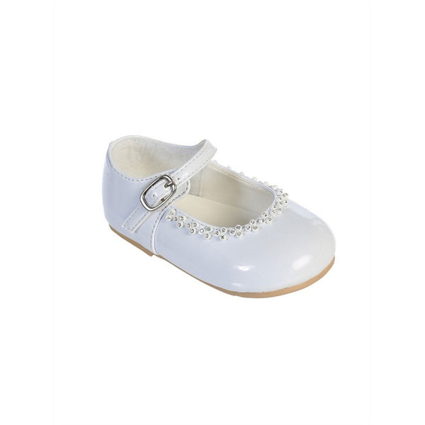 Little Girls White Glitter Rhinestone Accents Mary Jane Dress Shoes 5-8 Toddler - SophiasStyle.com