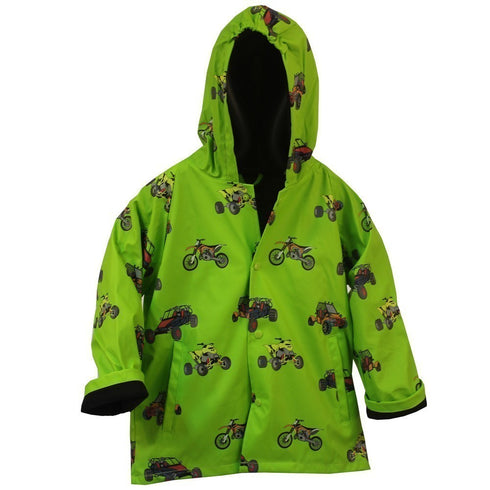 Foxfire Big Boys Green Sand Toys Print Hooded Trendy Raincoat 8-10 - SophiasStyle.com