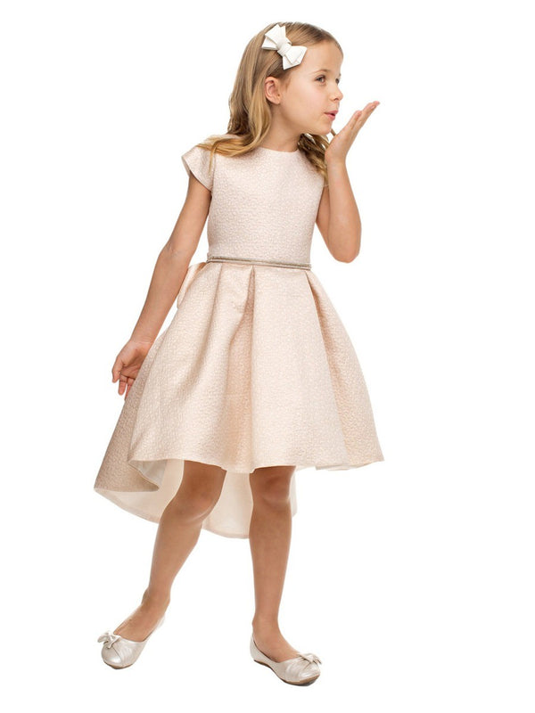 Sweet Kids Girls Multi Color Jacquard High-Low Cocktail Easter Dress 2-16 - SophiasStyle.com