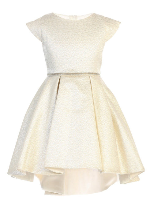 Sweet Kids Girls Multi Color Jacquard High-Low Cocktail Easter Dress 2-16 - SophiasStyle.com