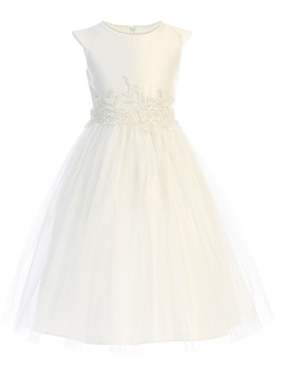 Theme  - Junior - Silver Pearl & Stud Mesh Iridescent  Dress