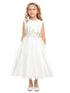 Sweet Kids Girls Pearl Neckline Dress with Lace Trim Waist and Crystal Tulle Skirt, Sizes 2 - 16 - SophiasStyle.com