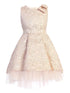 Sweet Kids Girls Floral Brocade Tulle Underlay Bow Christmas Dress 2T-12 - SophiasStyle.com