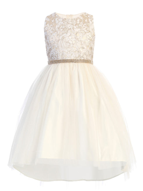 Sweet Kids Girls Embroidered Tulle Overlay Rhinestone Christmas Dress 6M-16 - SophiasStyle.com