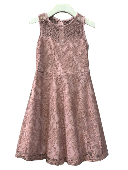 Petite Adele Girls Dusty Rose Sweet Lace Sleeveless Easter Dress 6-16 - SophiasStyle.com