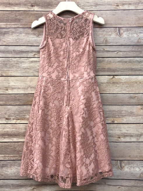 Petite Adele Girls Dusty Rose Sweet Lace Sleeveless Easter Dress 6-16 - SophiasStyle.com