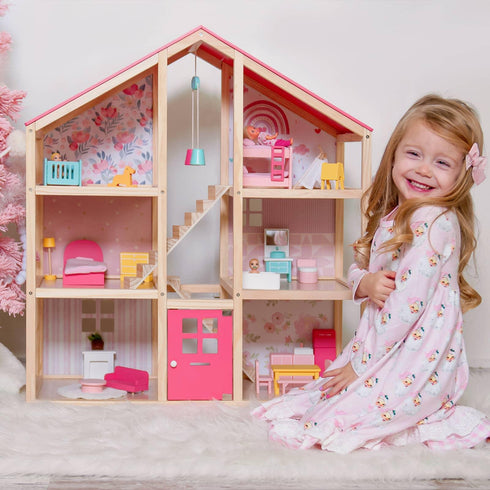 tiny-land®-love-dollhouse-with-30-furniture--Sophia's Style--2
