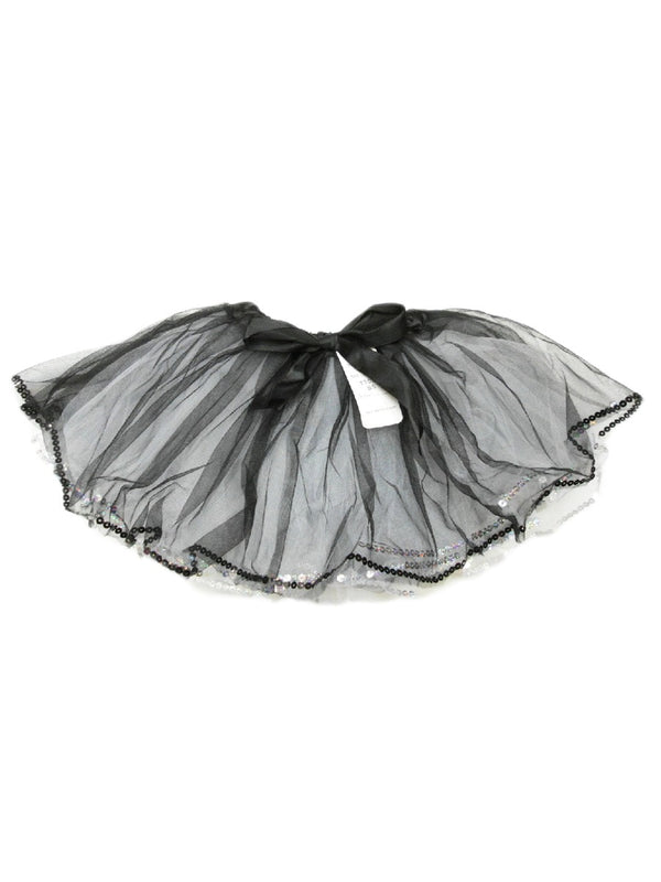 Little Girls White Black Sequin Trim Bow Tutu Skirt 2-4 - SophiasStyle.com