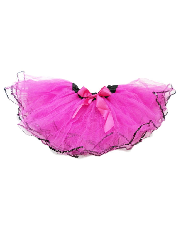 Little Girls Hot Pink Black Sequin Trim Tutu Skirt 2-4 - SophiasStyle.com