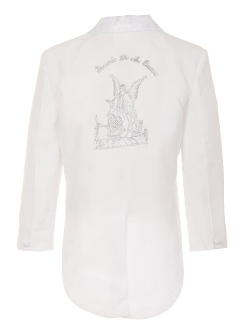 Rain Kids Baby Boys White Guardian Angel Embroidery Baptism Tuxedo Suit 3-24M - SophiasStyle.com