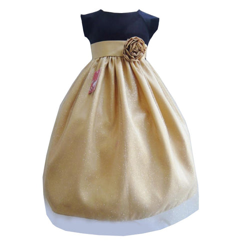 Big Girls Black Gold Velvet Glitter Tulle Christmas Special Occasion Dress 8-10 - SophiasStyle.com