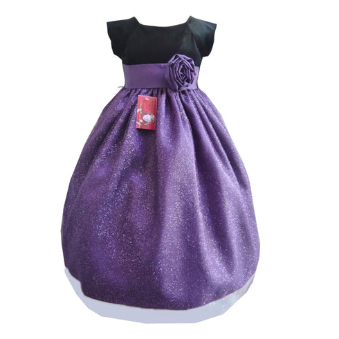 Big Girls Black Purple Velvet Glitter Tulle Christmas Occasion Dress 8-10 - SophiasStyle.com
