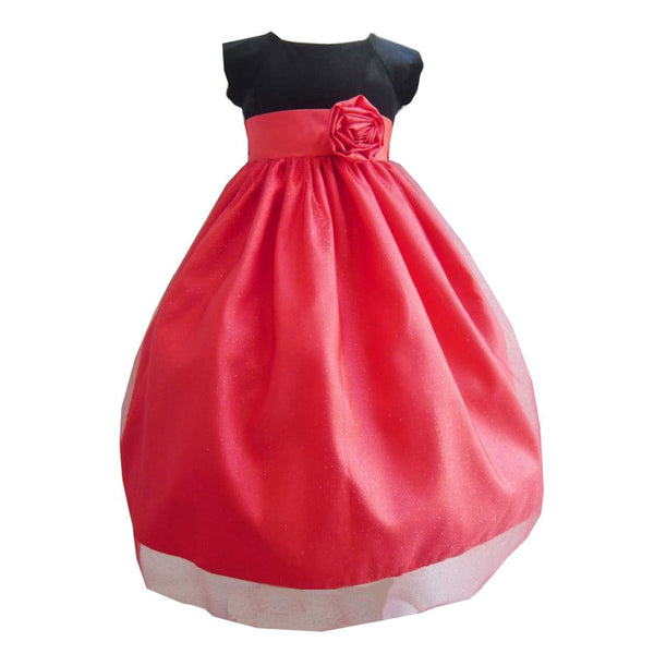 Little Girls Black Red Velvet Glitter Tulle Christmas Special Occasion Dress 2-6 - SophiasStyle.com