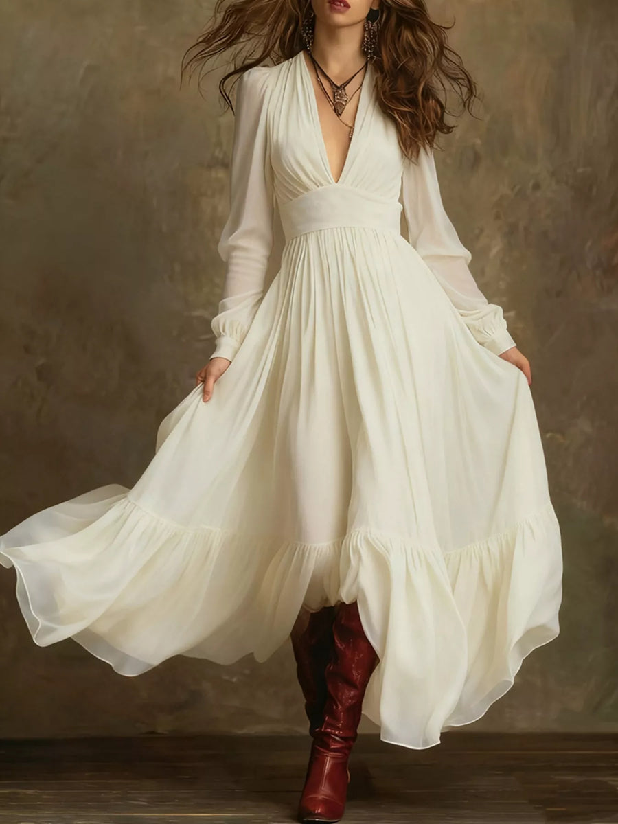 Long Sleeve Flowy Maxi Dress from OhSoStyled at Sophia's Style