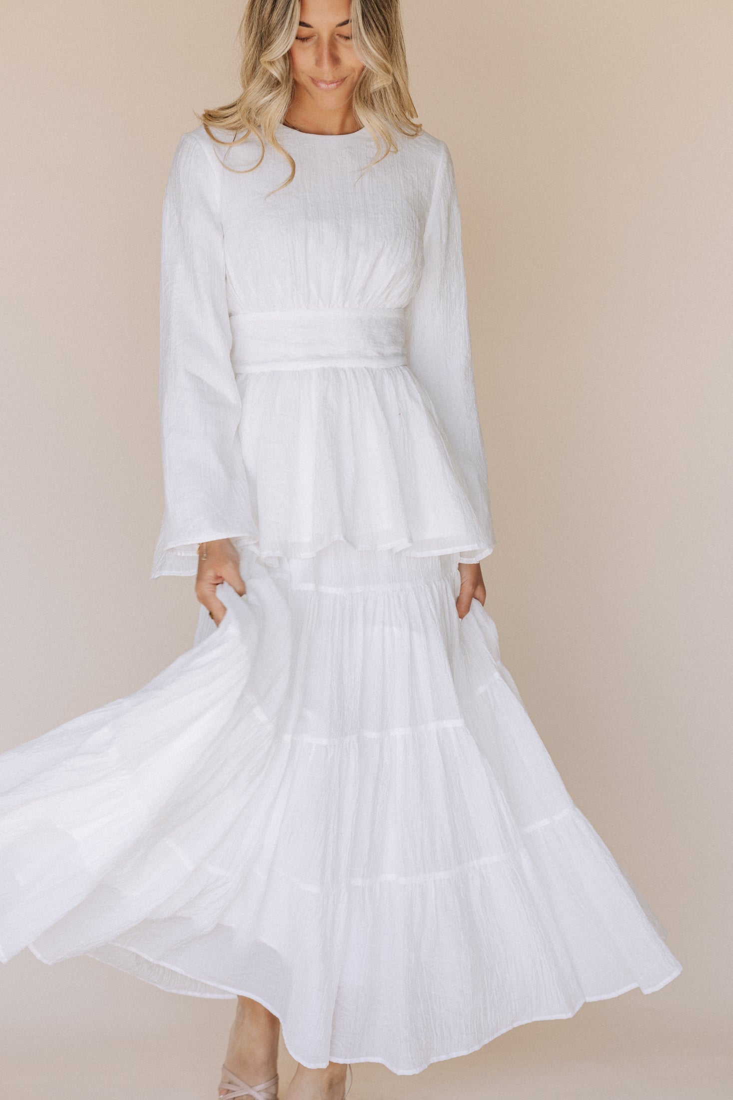 white temple dress The Eva Front Zip Temple Dress in White REGULAR / 1XL