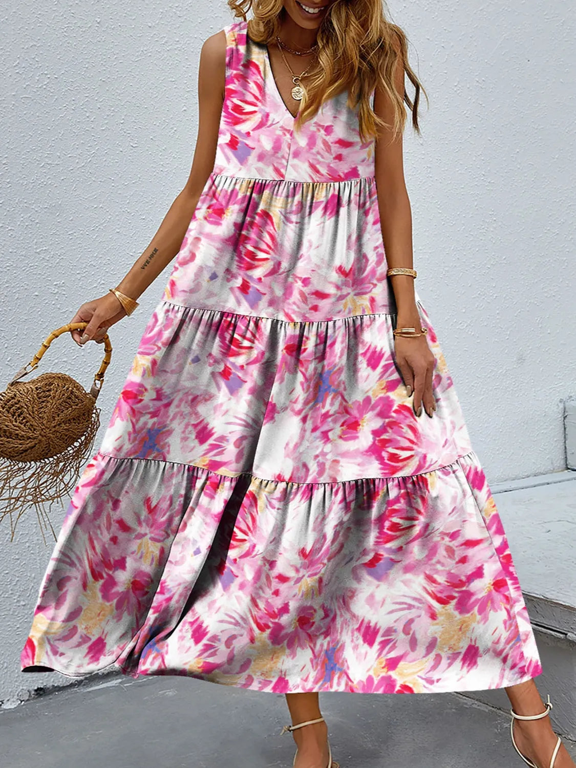 Floral Tiered Maxi Tank Dress Women's Dresses at Sophia's Style –  SophiasStyle.com