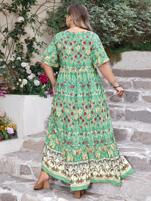 Plus Size Tie Neck Maxi Dress main image 1