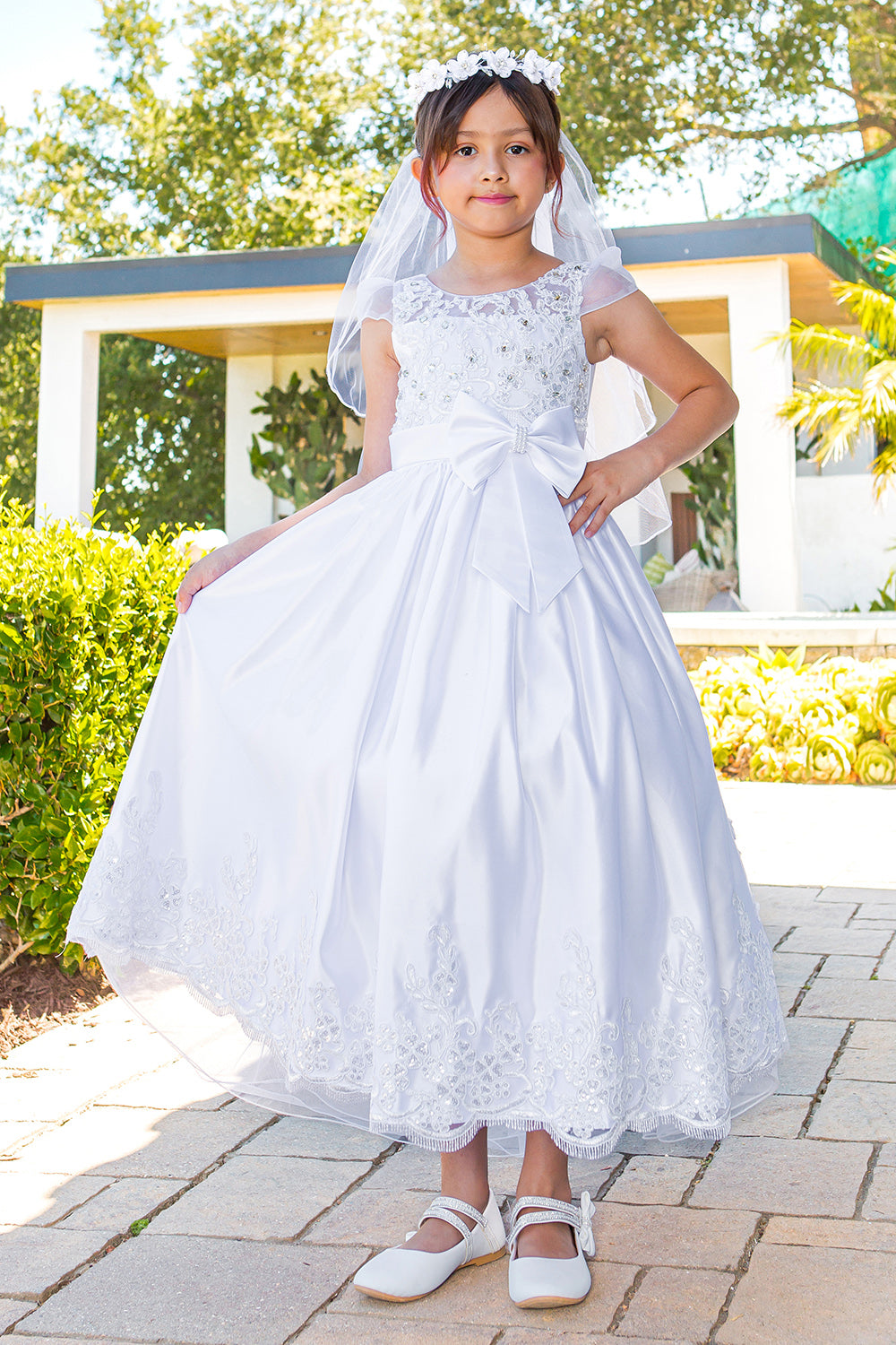 white cotton eyelet first communion dress Girls Illusion Top Embellished Skirt 6-16 from Cinderella Couture at Sophia's Style 16 Cressidia Mint Blue Strapless Pristine style the nightmare before christmas Color:picture color