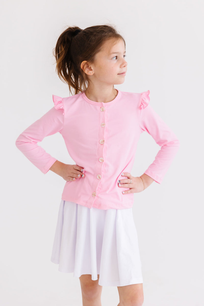 Bubblegum Pink Ruffle Cardigan – SophiasStyle.com