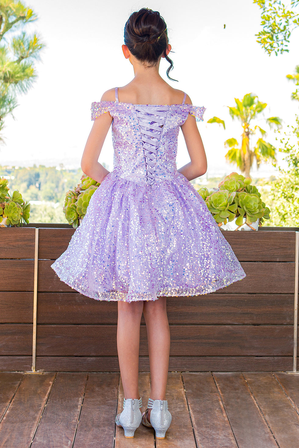 Kids Long Sleeve Sequin Short Party Dress TXD016