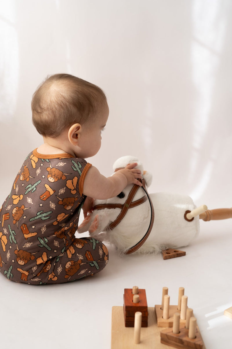 Summer Neutral Highland Cow Romper