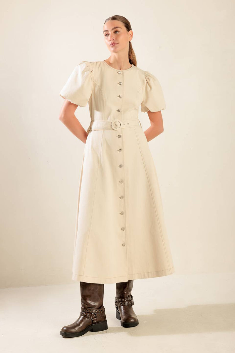 CAPTURED BY THE NIGHT TWILL MIDI DRESS from Flying Tomato at Sophia's ...