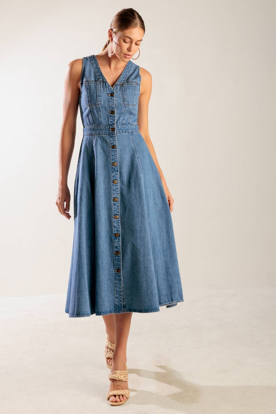 soft denim midi dress THE JOURNEY BEGINS BLUE l FREEMARKET DENIM BLUE / S Sleeve US WOMEN SIZE:9 BFCM-US-Tier3 Royal Blue Men's Suits weekend markets