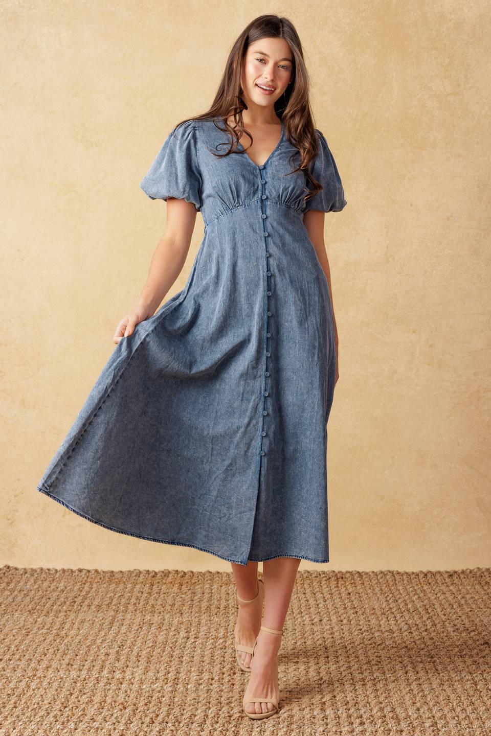 white christmas dresses Gwenny Blue Denim Midi Dress L Flying Tomato Blue / S main image 0