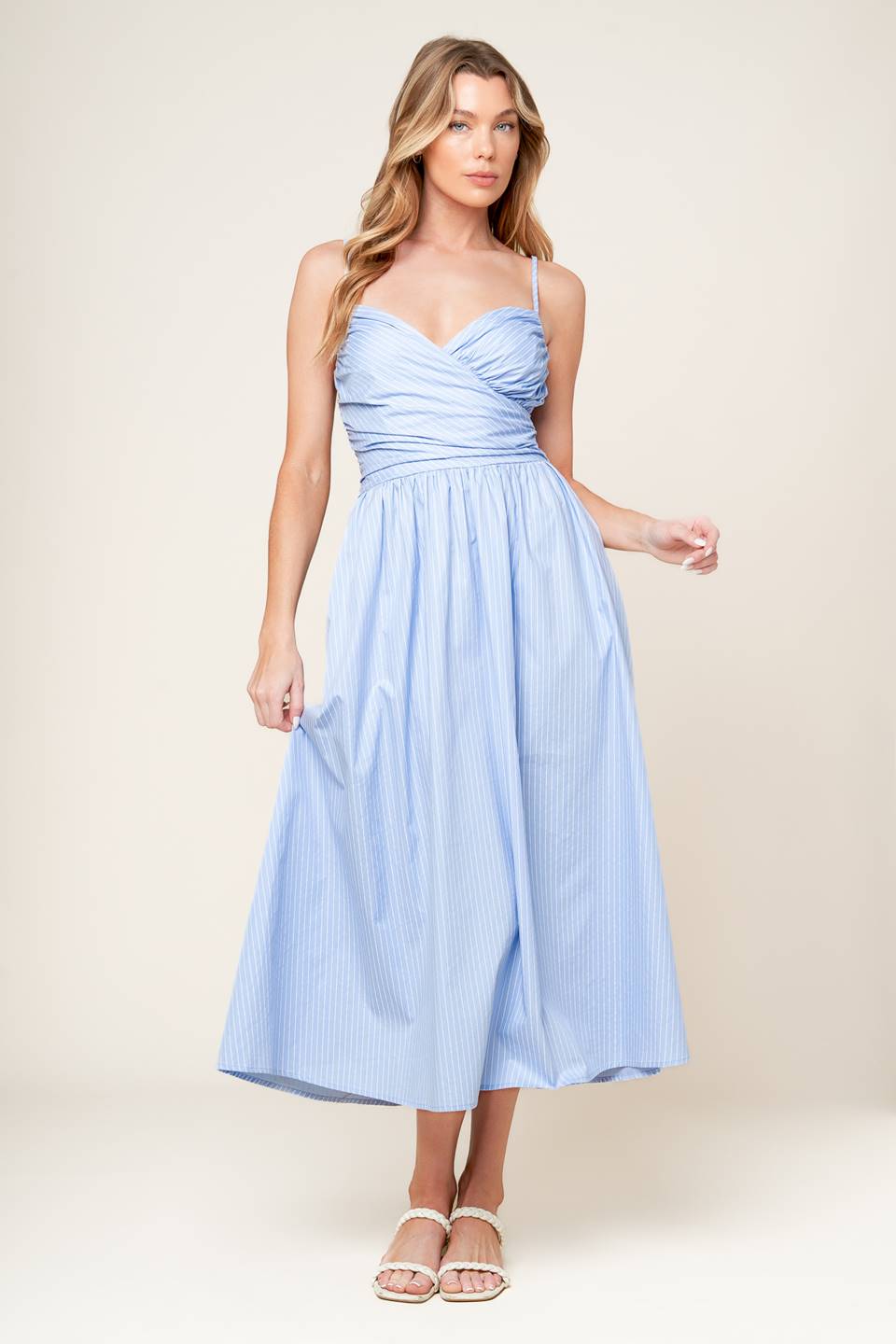 Summer Invite Pastel Blue Woven Midi Dress L Flying Tomato Pastel Blue / L