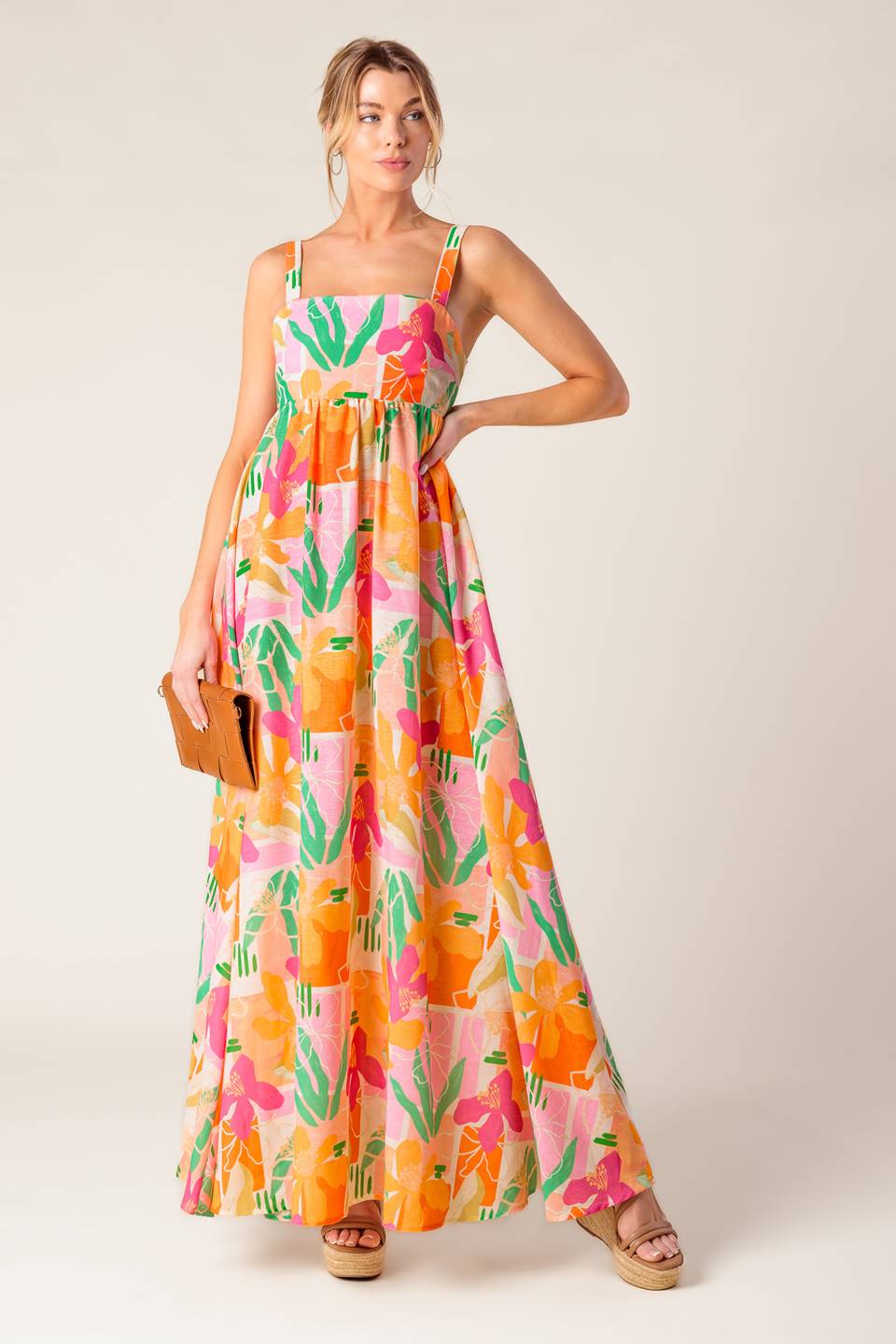 BON VOYAGE PINK ORANGE WOVEN MAXI DRESS l FLYING TOMATO PINK ORANGE / S BON VOYAGE PINK ORANGE WOVEN MAXI DRESS l FLYING TOMATO PINK ORANGE / S