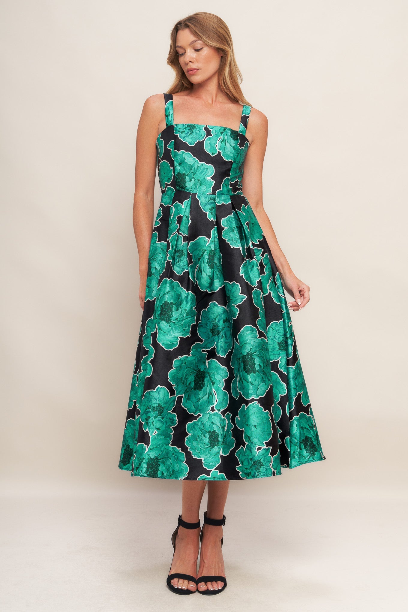 baroque midi dress Lady Black Tie - Baroque Bloom Blue Midi Dress