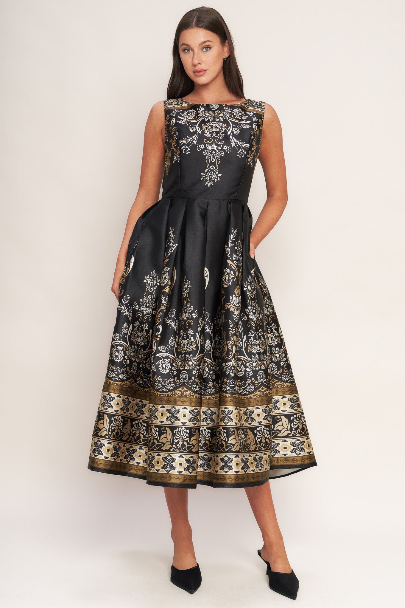 Baroque Spell Woven Midi Dress L Flying Tomato Black / M