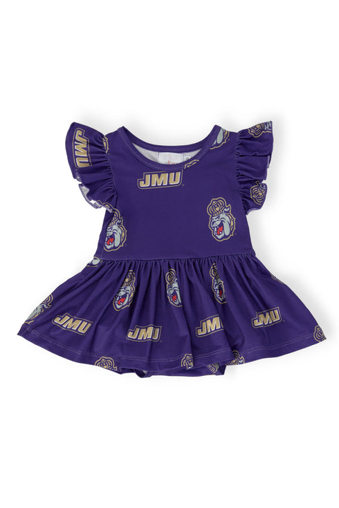 JMU Plaid Duke Dog 3/4 Sleeve Pocket Twirl Dress main image 0