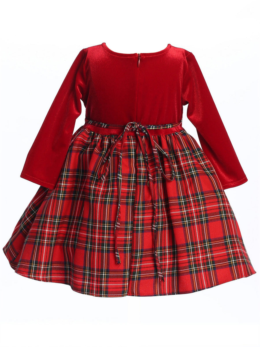 Toddler Christmas Dress 18-24 Months Anavini Red Plaid Smocked Dress With  White Collar Plaid Velvet Trim Dress