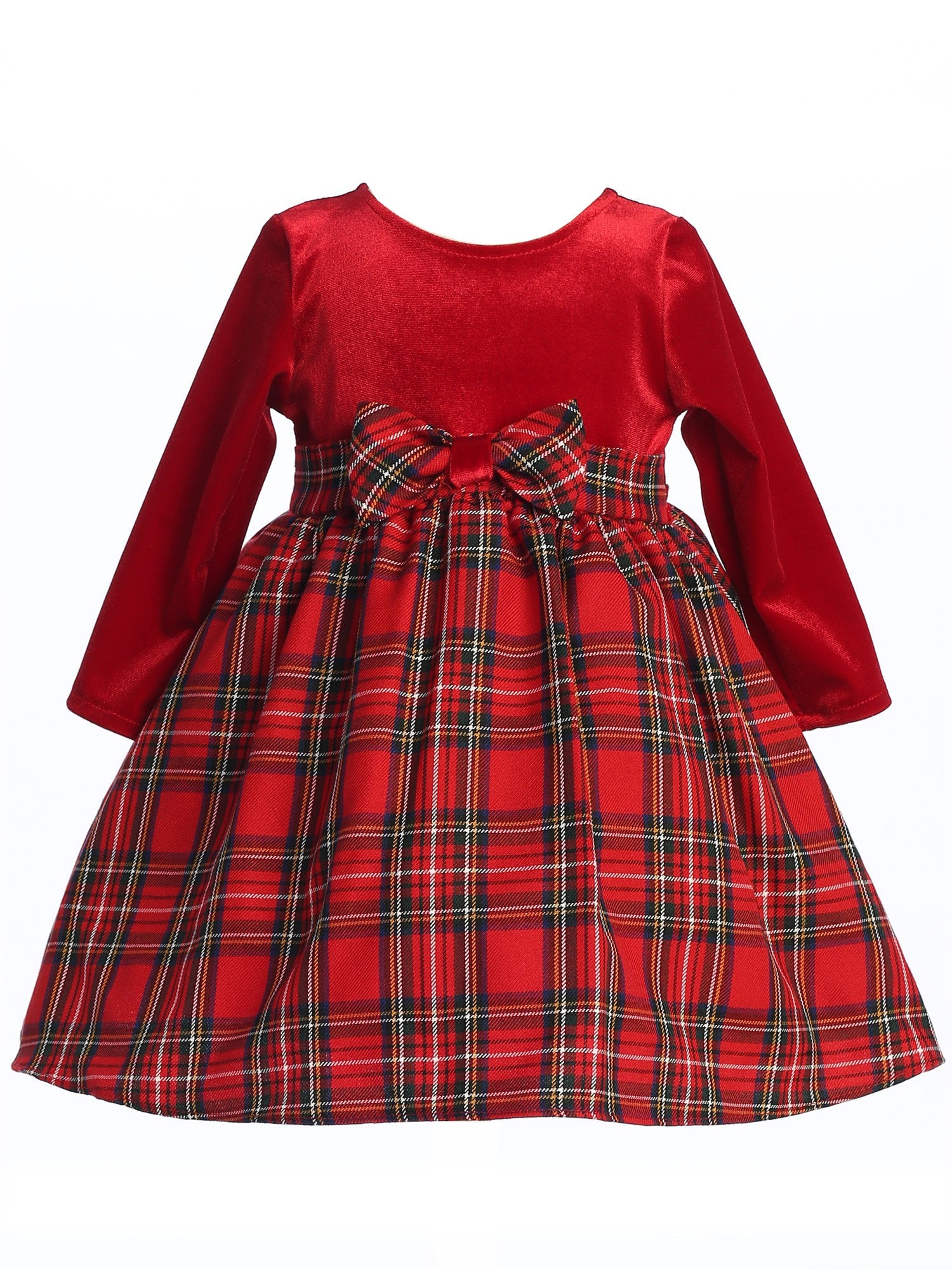 Baby Girls Red Stretch Velvet Plaid Pattern Bow Occasion Dress 3-24M SophiasStyle.com Baby Girls Red Stretch Velvet Plaid Pattern Bow Occasion Dress 3-24M SophiasStyle.com