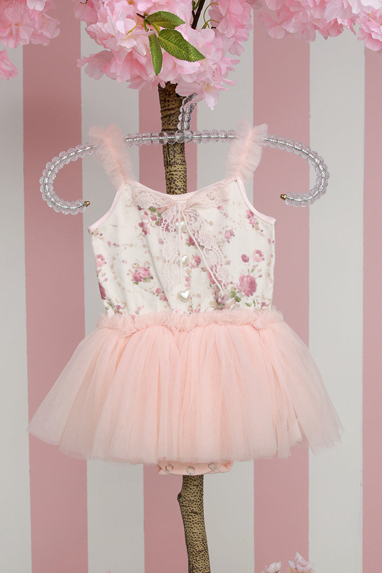 Primarose Tutu De Fée Baby Onesie – Floral Lace & Blush Tulle Tutu Rom ...