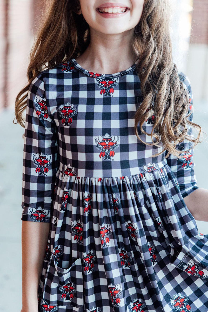 Texas Tech Plaid Raider Red 3/4 Sleeve Pocket Twirl Dress at Sophia's ...
