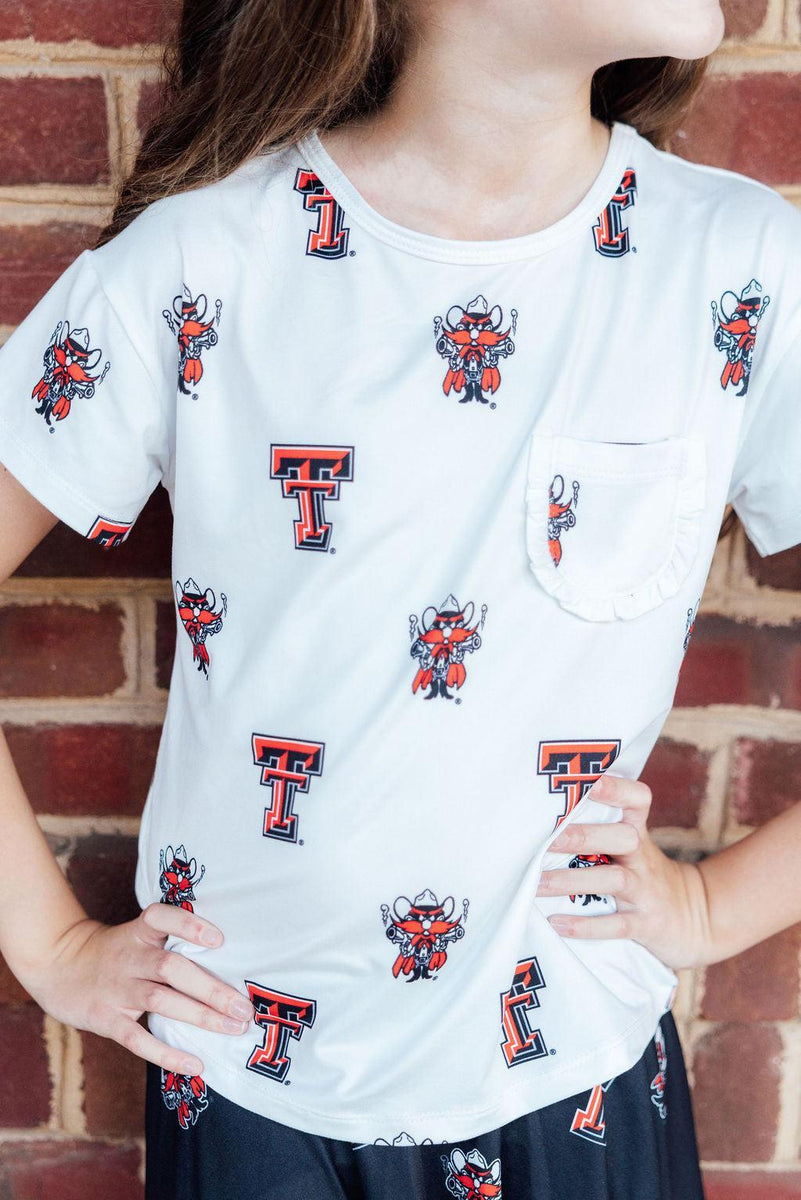 Texas Tech White Raider Red Ruffle Pocket Tee at Sophia's Style ...