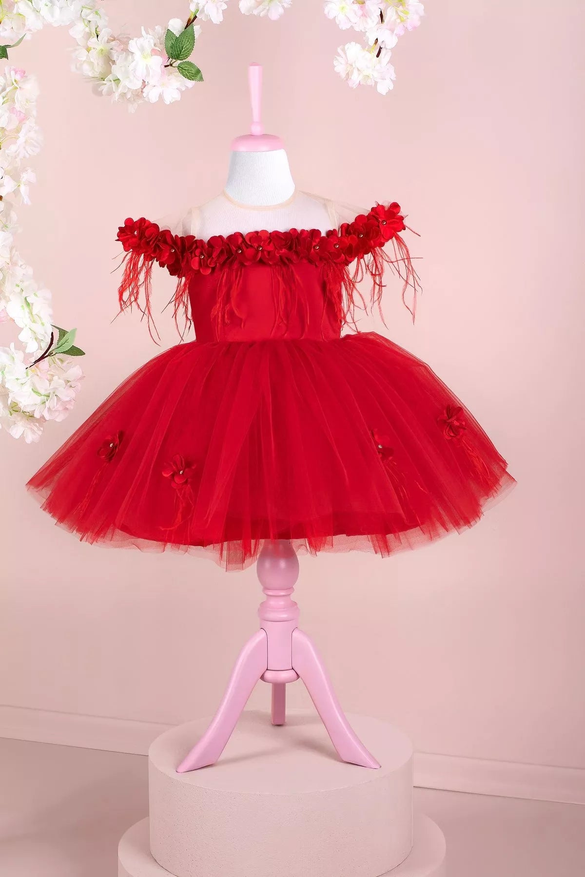 Violet Tailed Red Party Dress 1 Y