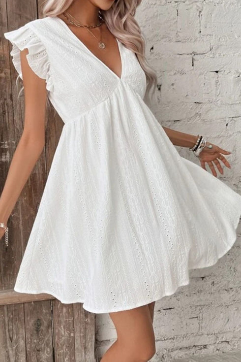Ruffled V-Neck Cap Sleeve Mini Dress main image 0