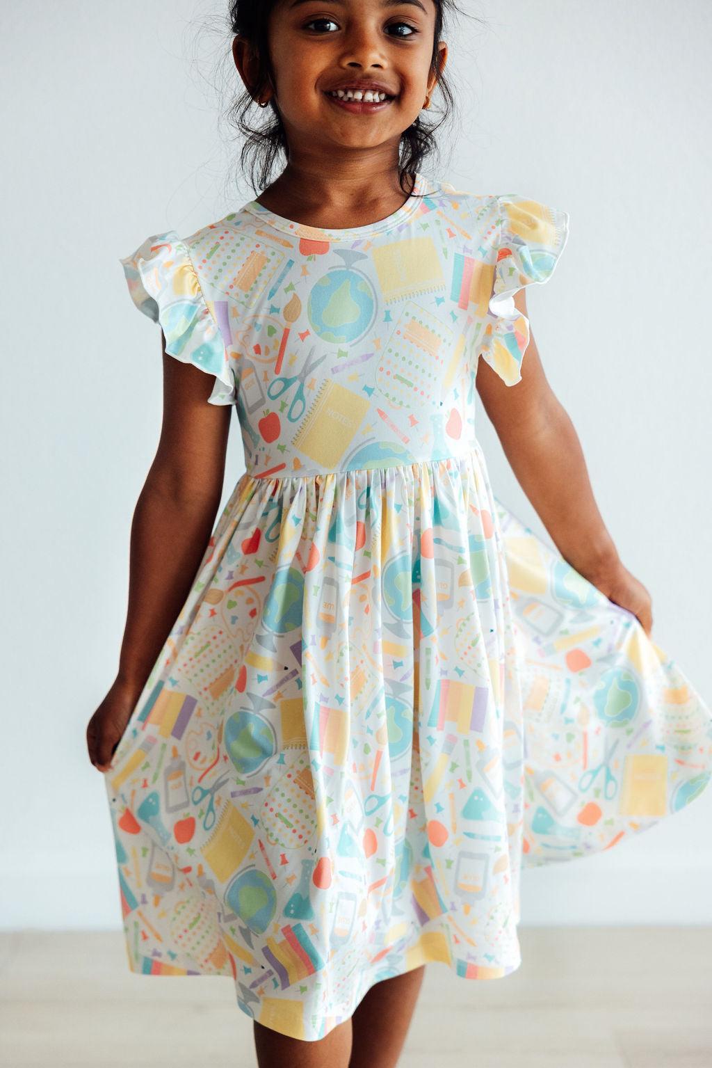 Campus Cutie Flutter Sleeve Twirl Dress from Mila & Rose at Sophia's Style 5/6