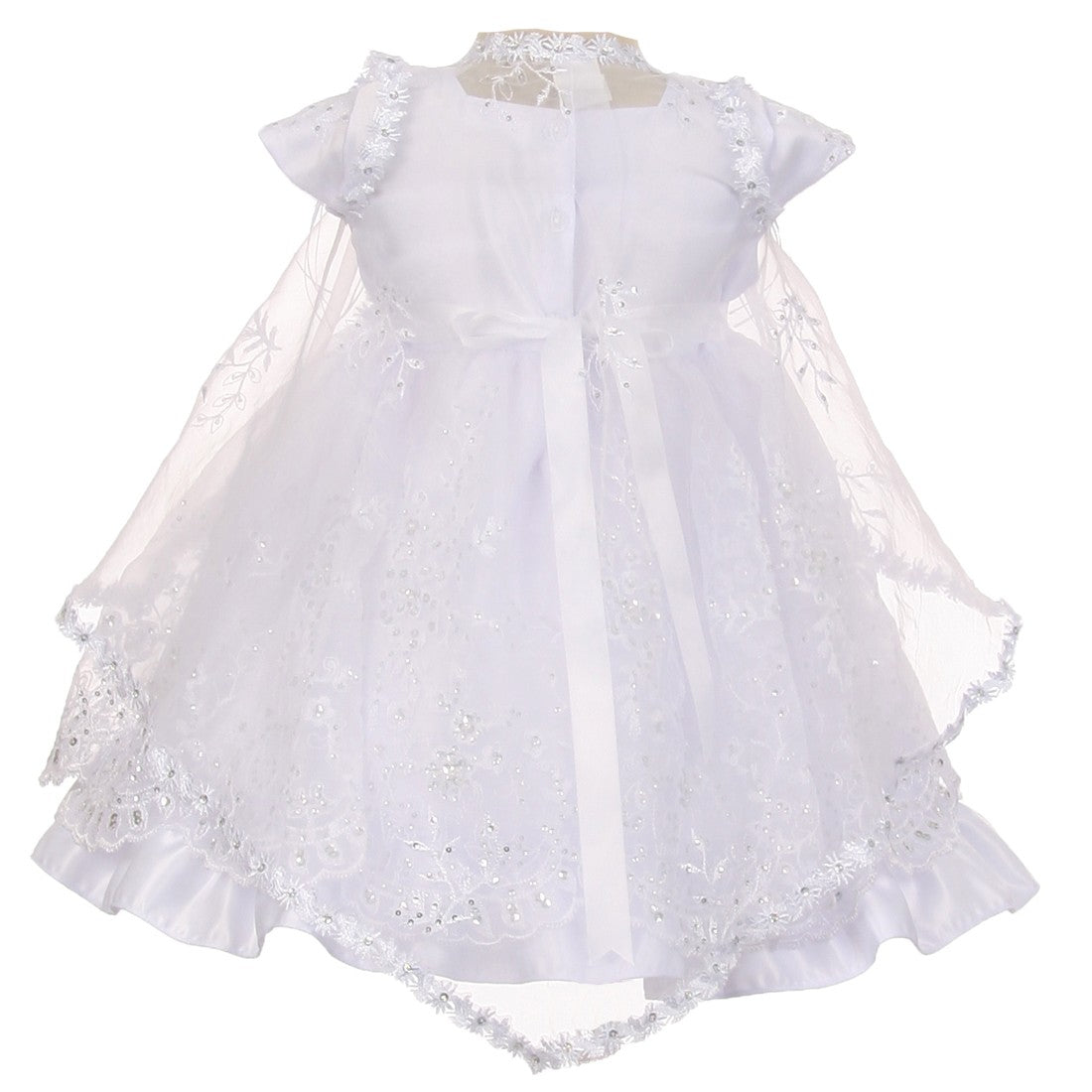 Baby Girls White Virgin Mary Embroidery Cape Baptism Dress 0-24M ...