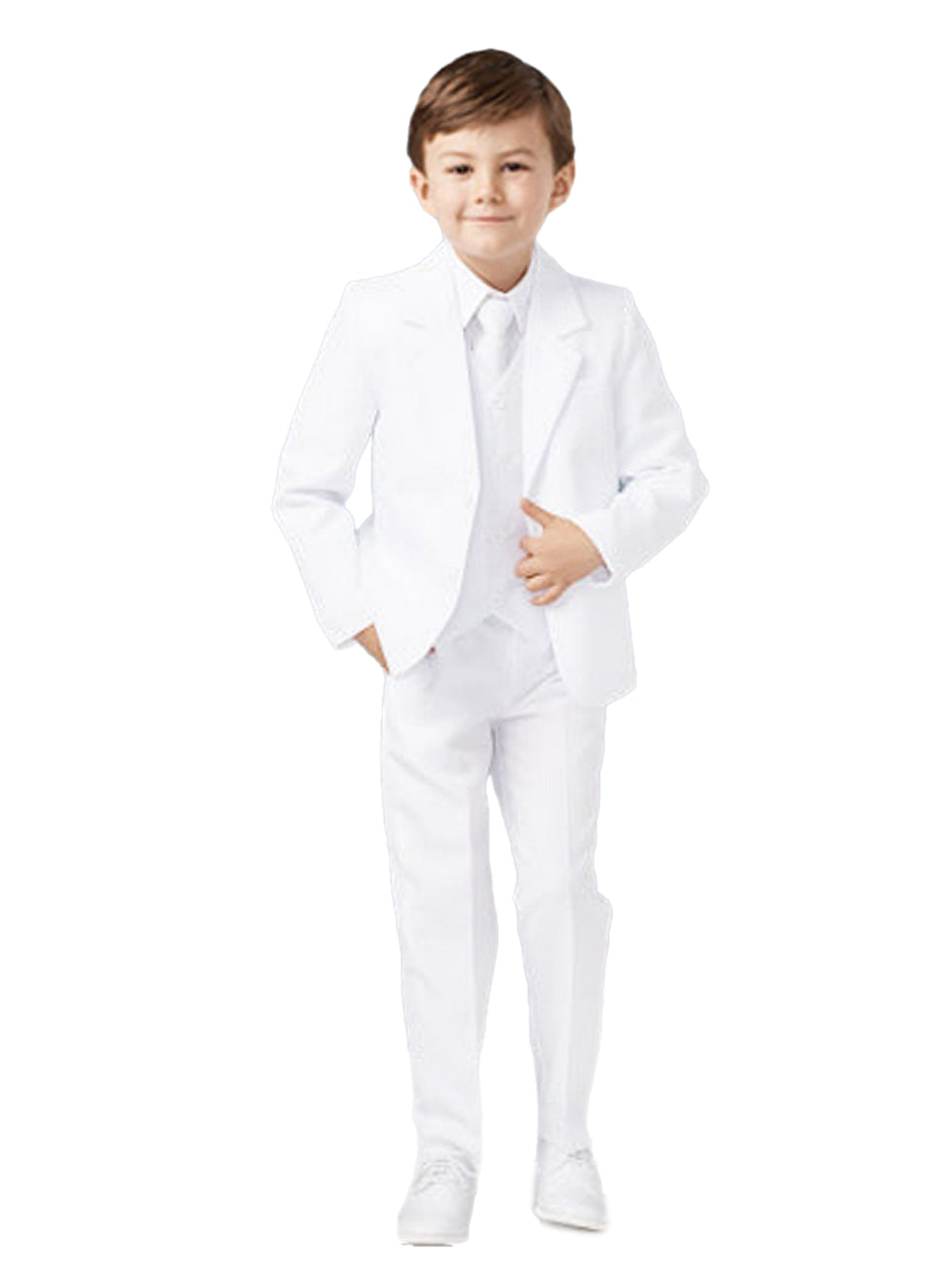 Stylish Slim Fit 5 Pieces Jacket Vest Pants Suit for Boys, Sizes 820
