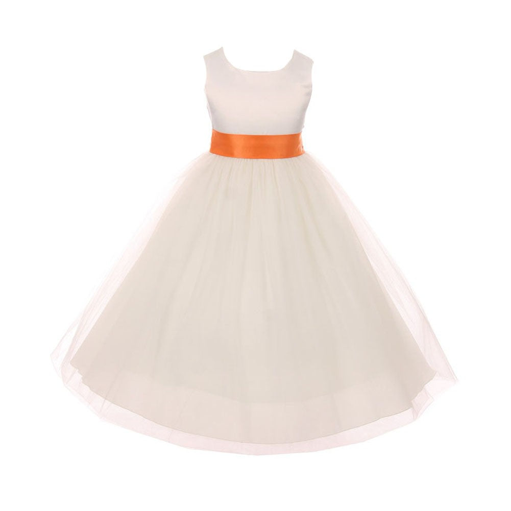 open lace back dress Color Block Hot Pink & Orange Satin Sash by Satin Swank® main image 0