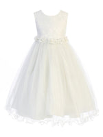 Kids Dream Big Girls Off-White Floral Pearl Rhinestone Communion Dress 8-16 - SophiasStyle.com