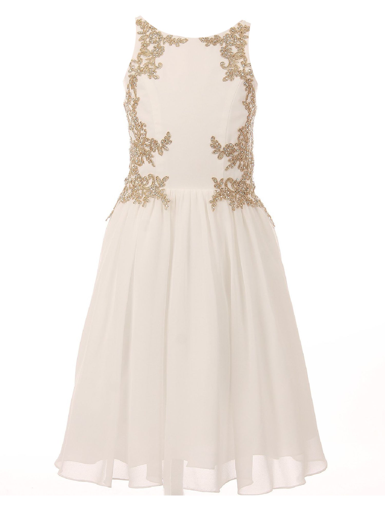 Girls Off White Chiffon Lace Junior Bridesmaid Dress 4-10 – SophiasStyle.com