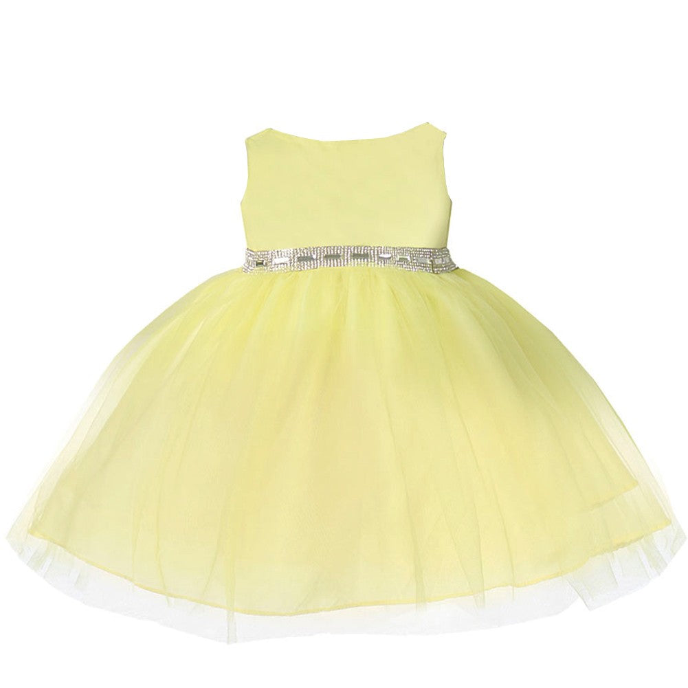 Calla Collection Baby Girls Yellow Rhinestone Tulle Flower Girl Dress 6-24M