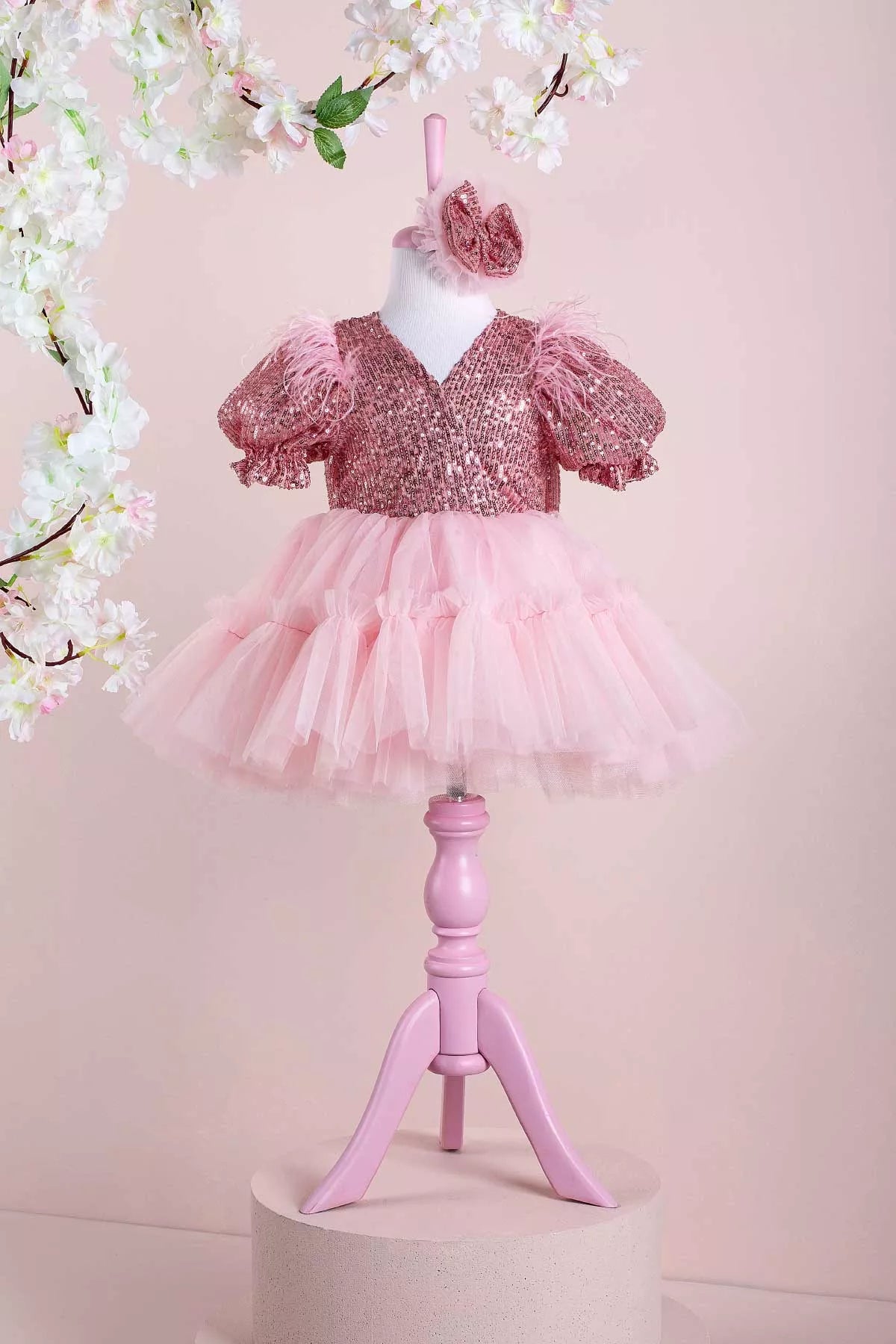 open lace back dress Clara Pink Party Dress 5 Y