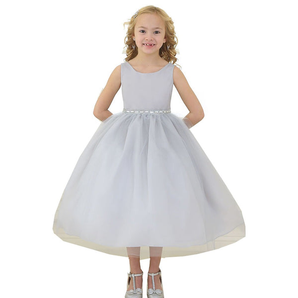 silver childrens bridesmaid dresses Cicinia Lace Junior Bridesmaid Dress, Dusty_Blue main image 1